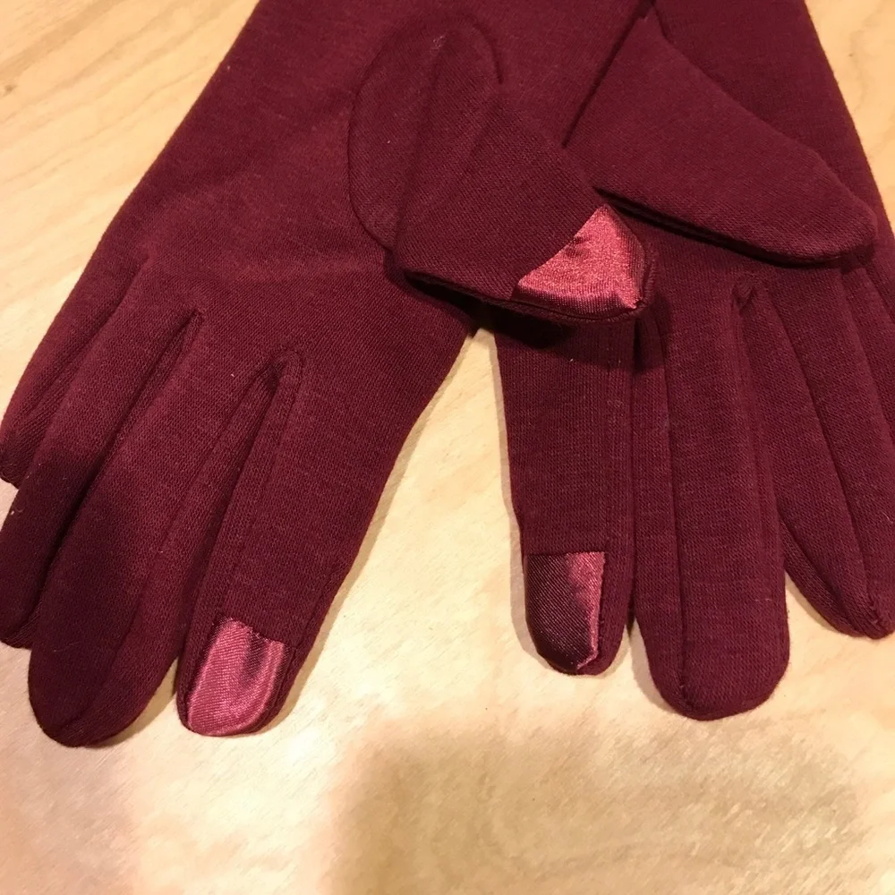 Burgundy Bling Fleece Texting Gloves